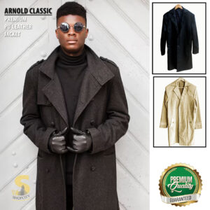 Arnold Black Leather Coat, Premium Star